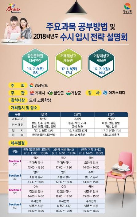 ‘주요과목 공부방법 및 2018학년도 맞춤형 수시입시전략 설명회’ 개최。