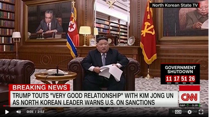 CNN에서 김정은과 트럼프 뉴스를 다루고 있다. 사진=CNN동영상 캡처.