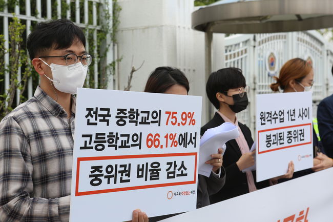 ▲ 사교육걱정없는세상은 `2020년 코로나 학력격차 실태`를 발표하고 교육당국에 후속 대책을 요구했다.