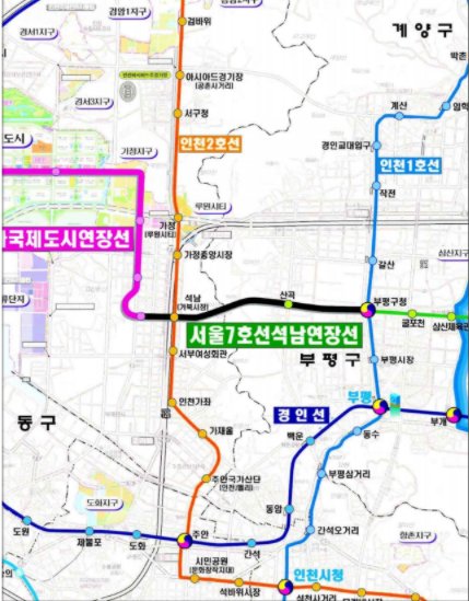 ▲ 서울 도시철도 7호선 석남연장 사업 노선도 (자료=국토교통부)