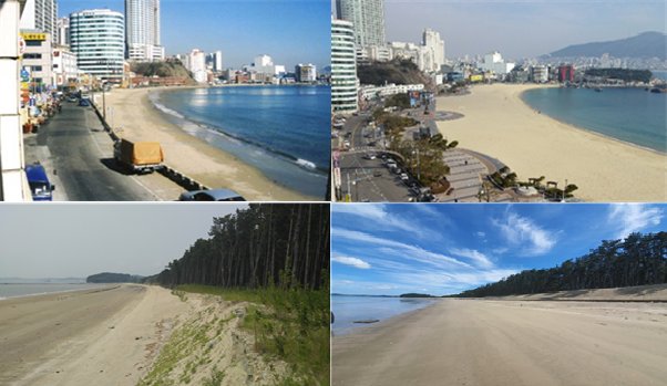 ▲ 부산 서구 송도해수욕장 사업 전‧후 비교(위), 충남 서천군 다사2지구 사업 전 · 후 비교(아래) (사진=해양수산부)