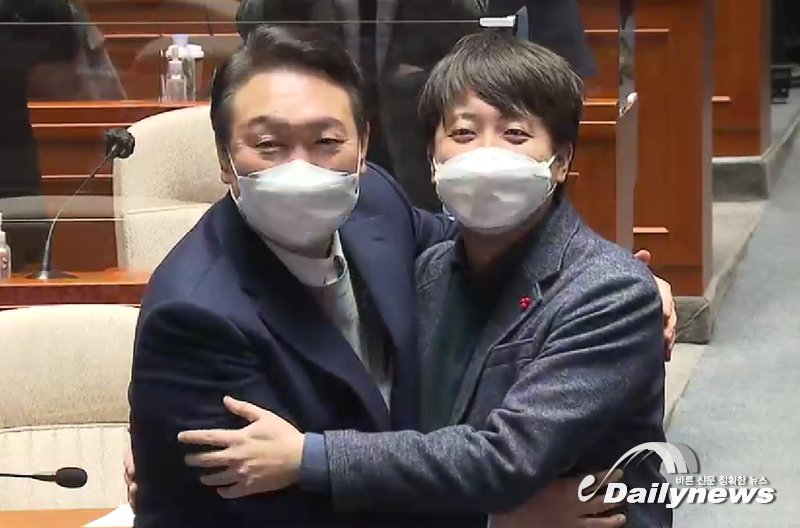 ▲ 국민의힘 윤석열 대선후보와 이준석 대표, 포옹