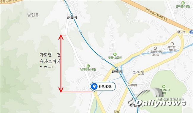 ▲ 버스전용차로 확대 운영 구간 위치도