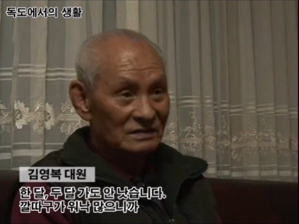 1954년 독도의용수비대원으로 활동했던 고 김영복님의 '독도점등에모기' 관련 인터뷰 내용 (자료=재단법인 독도의용수비대기념사업회 유튜브 캡쳐)