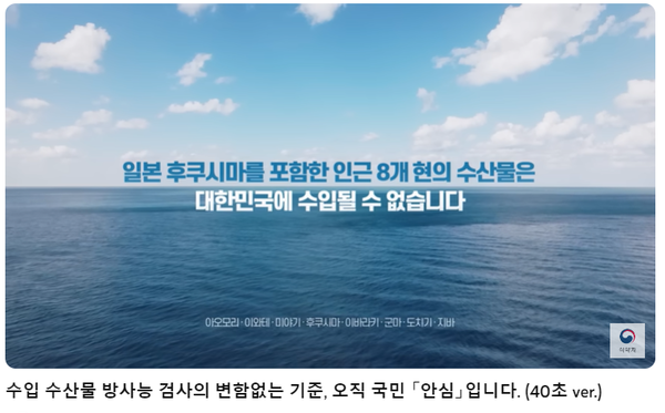 식약처가 제작한 '수입수산물 안전' 유튜브 홍보영상 캡쳐 이미지