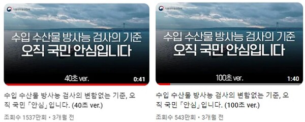 식약처가 제작한 홍보 동영상, 분량에 따라 20초, 40초, 100초 버전이 있다(사진=식약처 유튜브 캡쳐본)