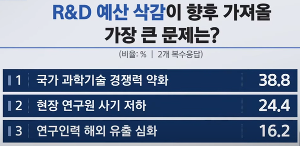R&D 예산 삭감 관련 KBS 여론 조사 내용.(사진=KBS 방송 캡처)