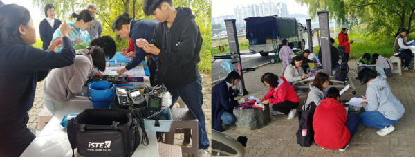 유역주민들이 직접 참여한 현장 수질측정 계측기와 측정키트를 통한 수질검사와 교육및 설문조사를 했다./데일리뉴스