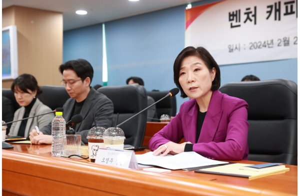 오영주 중소벤처기업부 장관이 지난 2월에 열린 '벤처 캐피탈 업계 간담회'에서 인사말을 하고 있다. 사진=중소벤처기업부