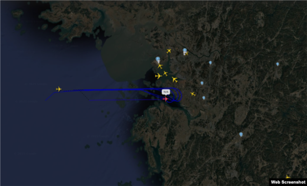미 해군의 포세이돈 초계기가 2025년 2월 25일 한국 서해 상공을 비행하고 있다. 자료=Flightradar24
