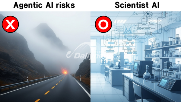 요슈아 벵지오, 'Scientist AI'로 안전한 AI 개발의 방향 제시 ...  자율 에이전트형 AI의 위험성과 'Scientist AI'의 대안적 접근 (생성이미지제작: 데일리뉴스)